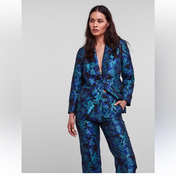 Customized Teal Multi print 2 piece Blazer and Trouser Set - Picture 9 of 13